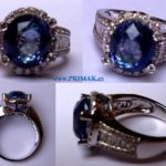 Safírový prsten s diamanty - OPRAVA - Kulatý AMERICKÝ ŠATON s kameny