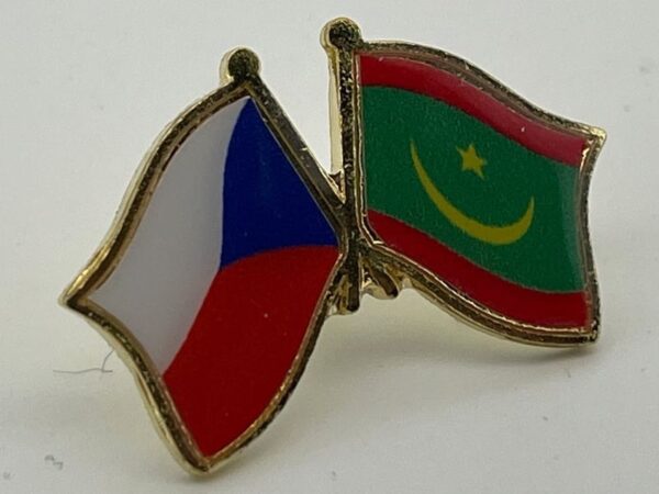 Odznak vlajky přátelství Česko MAURITANIE – CZ + MR – ražené, tištěné