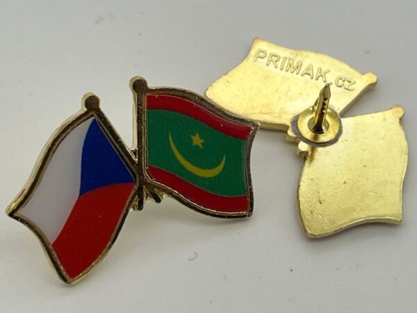 Odznak vlajky přátelství Česko MAURITANIE – CZ + MR – ražené, tištěné - Image 3