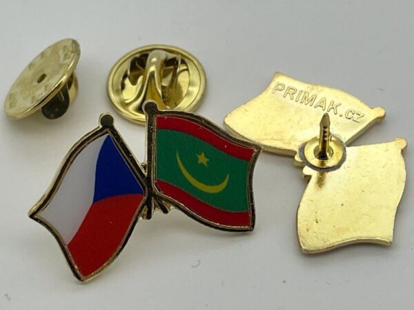 Odznak vlajky přátelství Česko MAURITANIE – CZ + MR – ražené, tištěné - Image 4